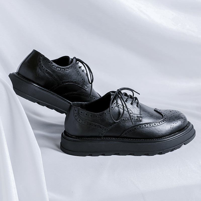 Men's Round Toe Brogue Fashion Business Formal Leather Shoes