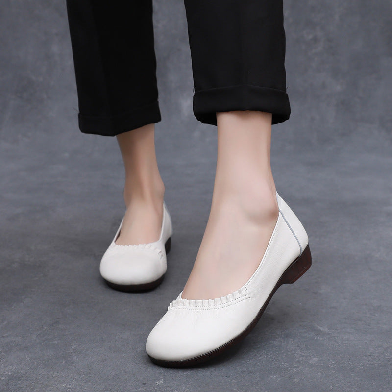 Women's Round Toe Shallow Mouth Solid Color Loafers