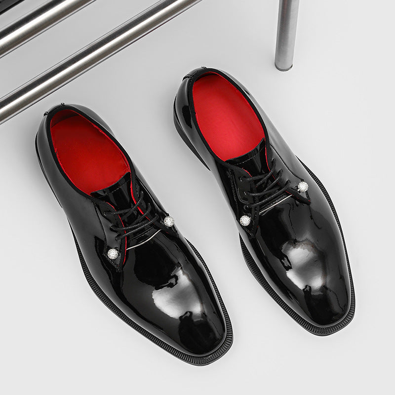 Men's Business Platform Glitter Tied Commuter Red Bottom Formal Wear Fashionable Men's Shoes