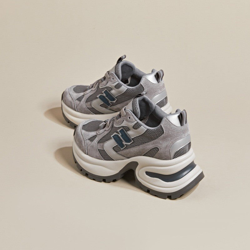 Women's Increasing Insole Daddy Small Tall Gray Platform Women's Sports Shoes