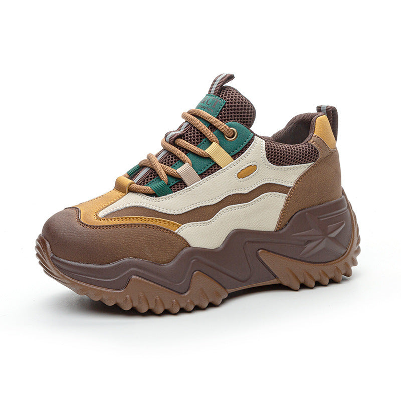 Women's Platform Dad Breathable Warm Small Height Sneakers
