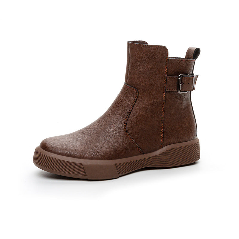 Women's Retro Martin Short Low-cut Thick Bottom Thin Women's Leather Boots