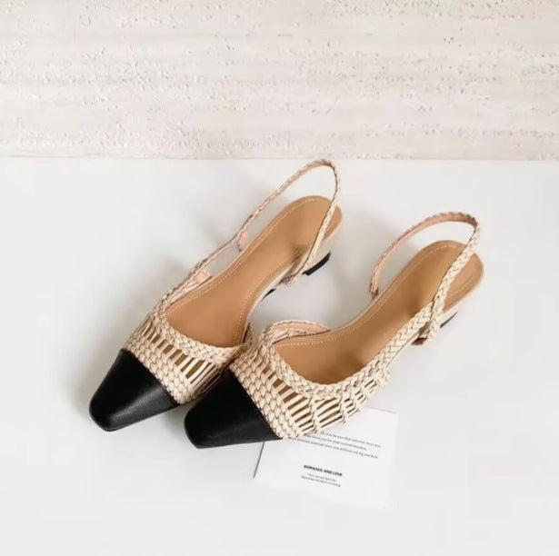Women's French Style Vacation Handmade Woven Hollowed Roman Sandals