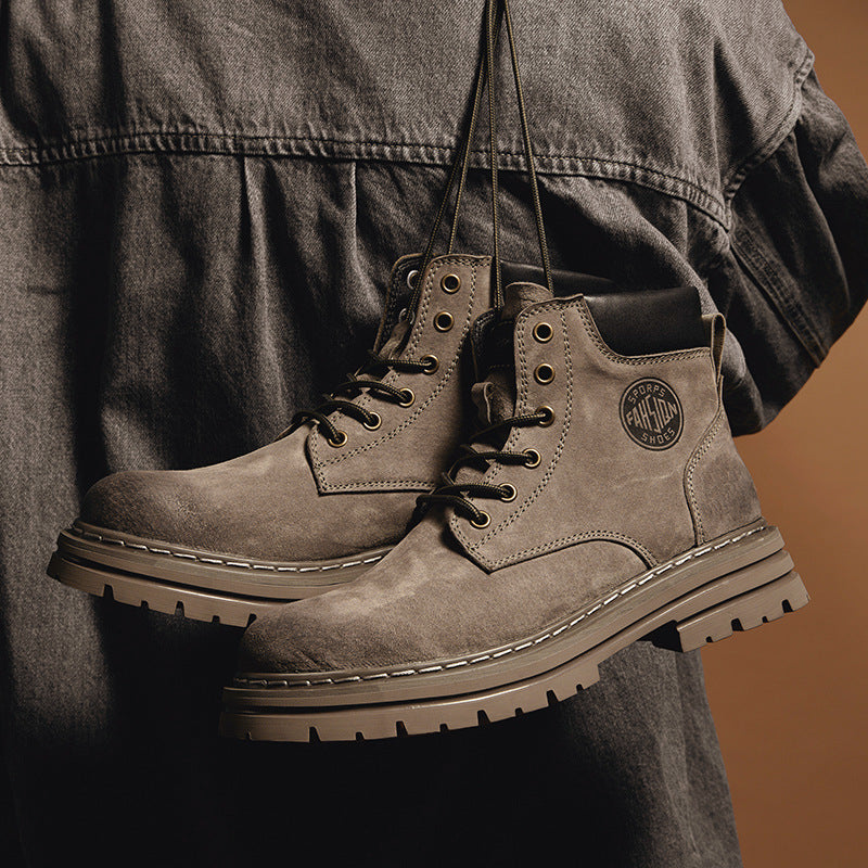 Unique Slouchy Men's Fur Worker Genuine Men's Martin Boots