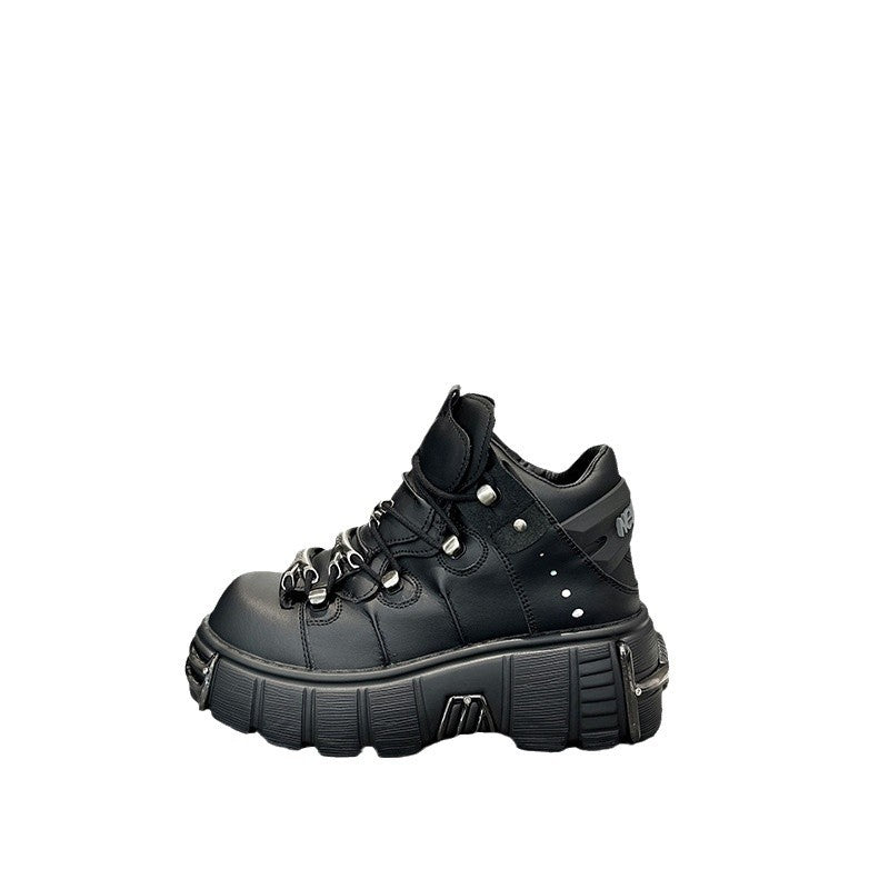 Women's Heavy Metal Thick Bottom Punk Dark Motorcycle Sports Casual Shoes