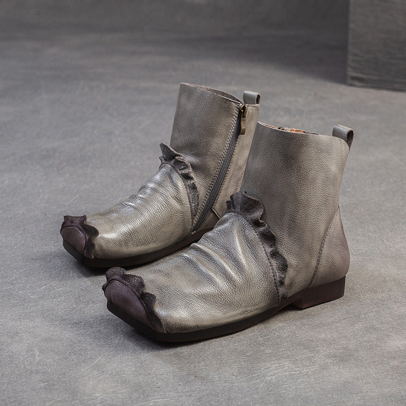 Bottom Single Side Zipper Top Layer Boots