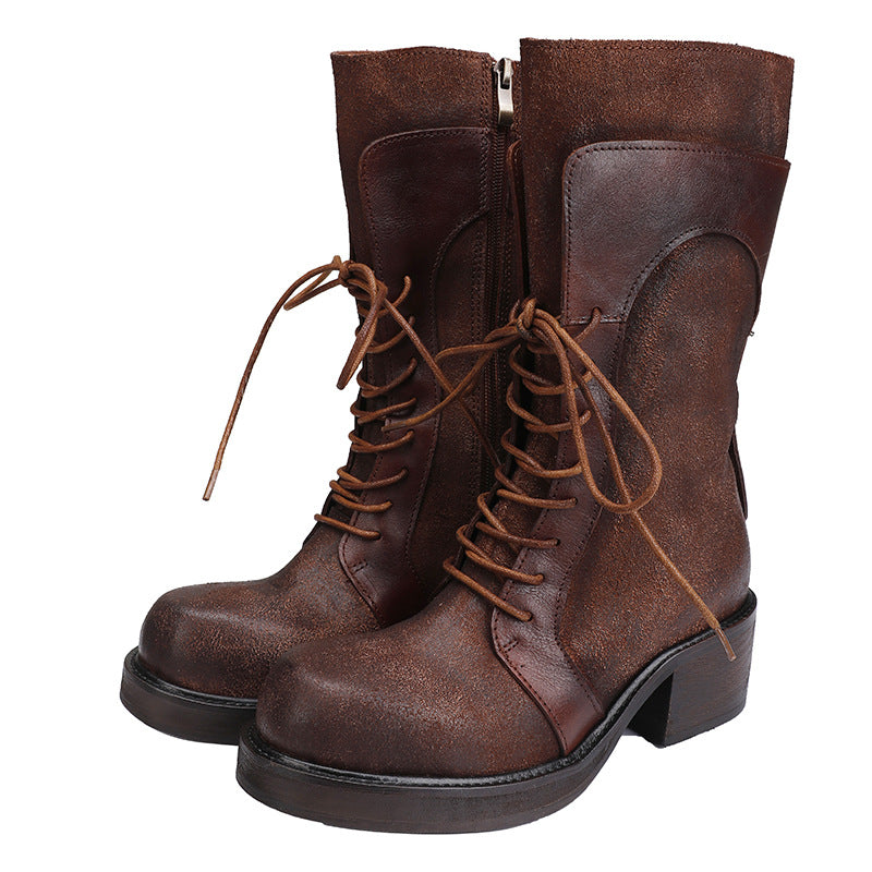First Layer Cowhide Martin Female Back To Ancient Genuine Women's Leather Boots