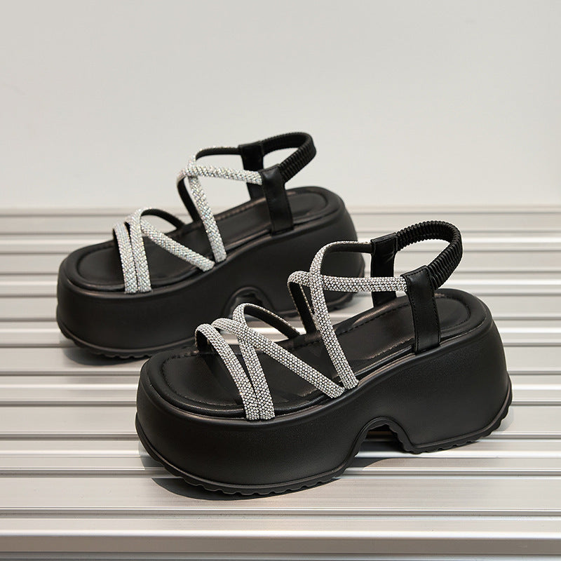 Women's Roman Summer Wear Exquisite Fairy Style Wedge Beach Platform Height Women's Sports Shoes