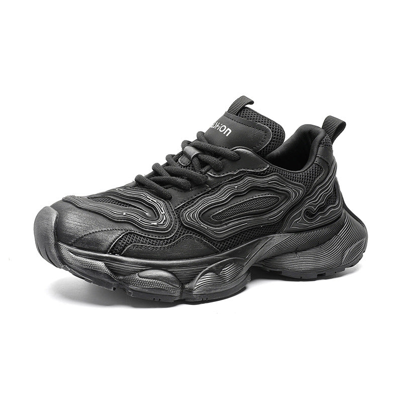 Men's Black Warrior Fashion Thick Bottom Brushed Men's Sports Shoes