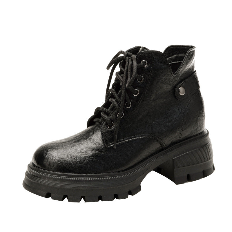 Women's Platform Martin British Style Retro Slimming Small Women's Leather Boots