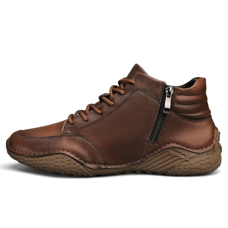 Men's Winter Martin Fashionable Genuine Cowhide With Men's Casual Leather Shoes