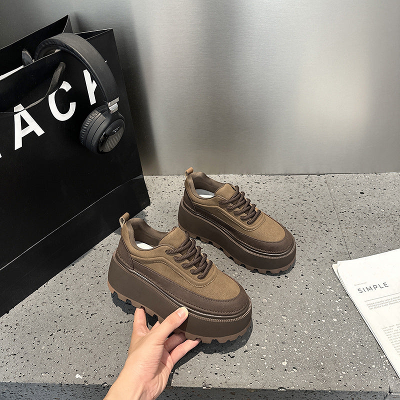Women's Retro Color Matching Platform Small Height Women's Casual Shoes
