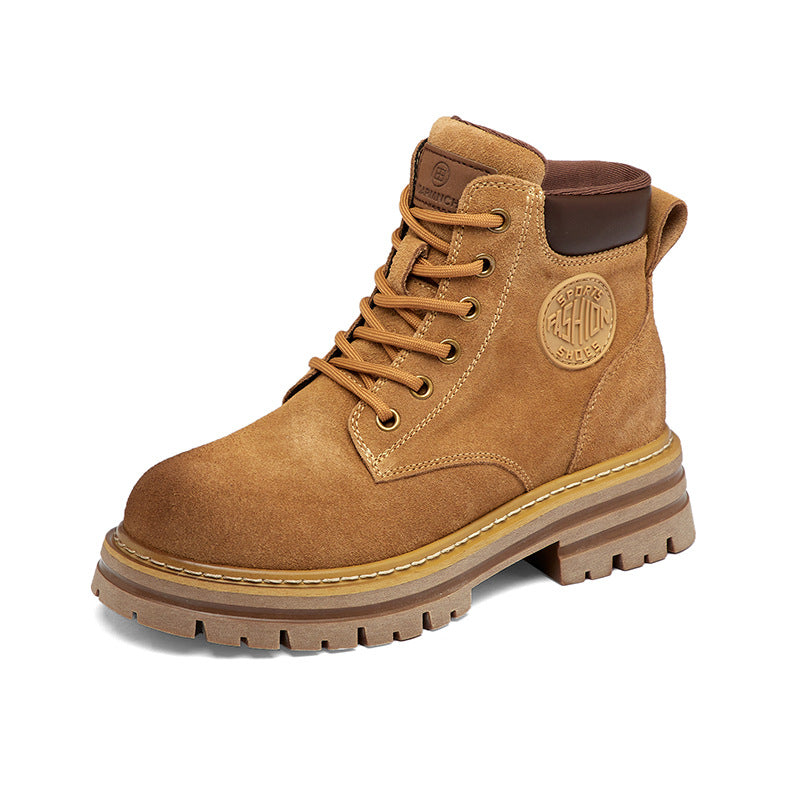 Women's Soft Bottom Retro Short Cow Suede Boots