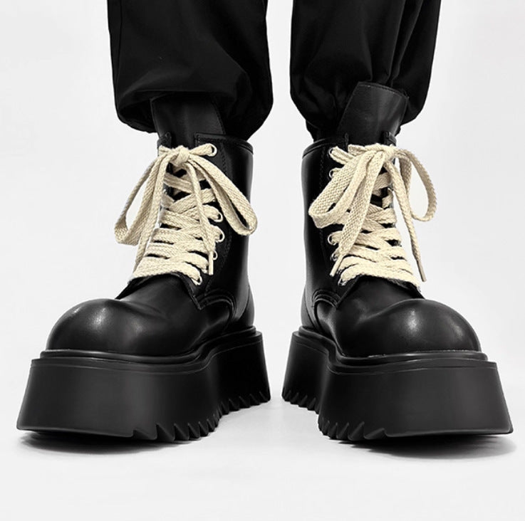 Men's Super Elevator Height Increasing Insole Dark Punk Seal Motorcycle Boots