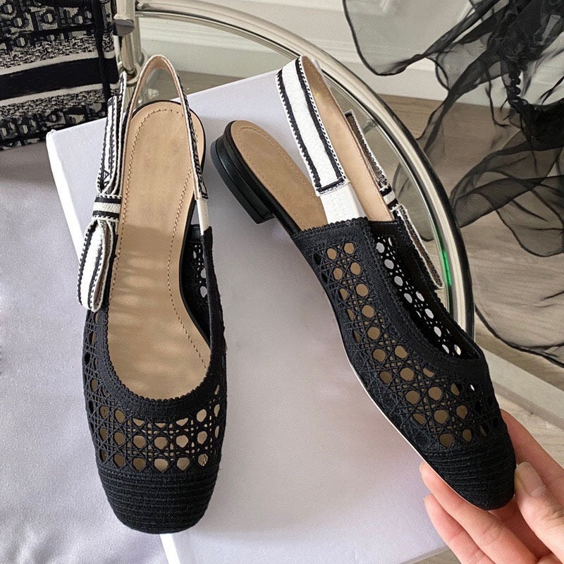 Women's Square Toe High Back Strap Shallow Mouth Chunky Sandals