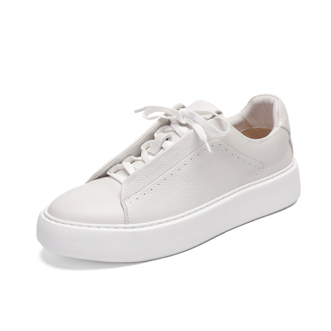 Men's White Lychee Pattern Thick Bottom Tide Summer Men's Shoes