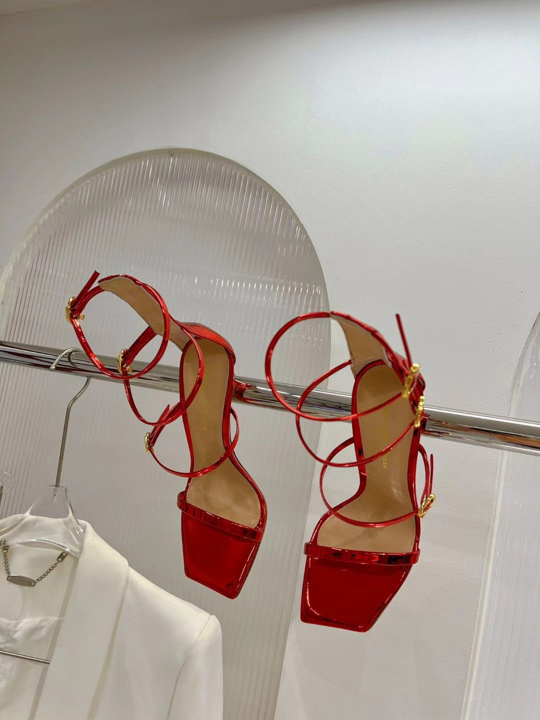 Women's Sexy Beautiful Stiletto Square Toe Strap Roman High Heeled Sandals