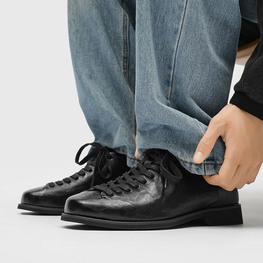 Men's Autumn Business Commute Bowling Platform Height Increasing Men's Casual Leather Shoes