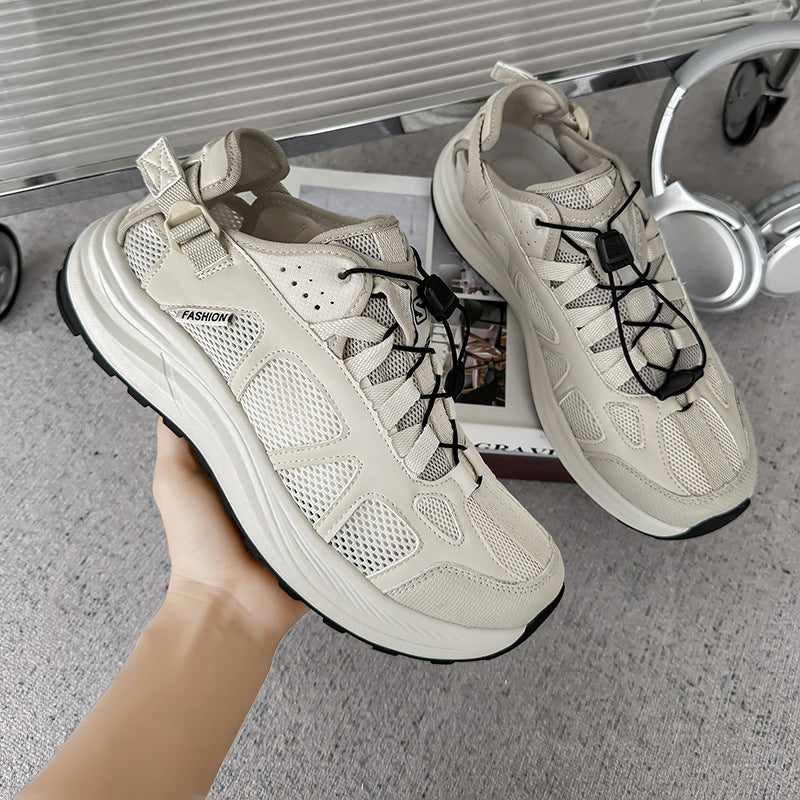 Men's Mesh Surface Platform Upstream Retro Breathable Lightweight Men's Casual Shoes