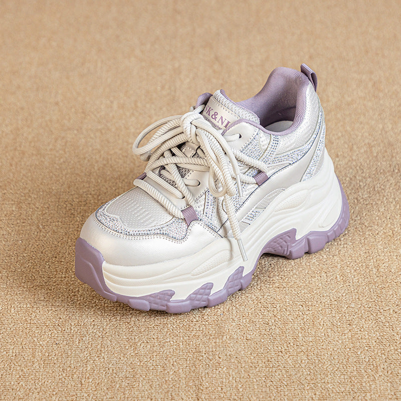 Women's Early Spring Thick Bottom Heightened Daddy Light Sports Casual Shoes