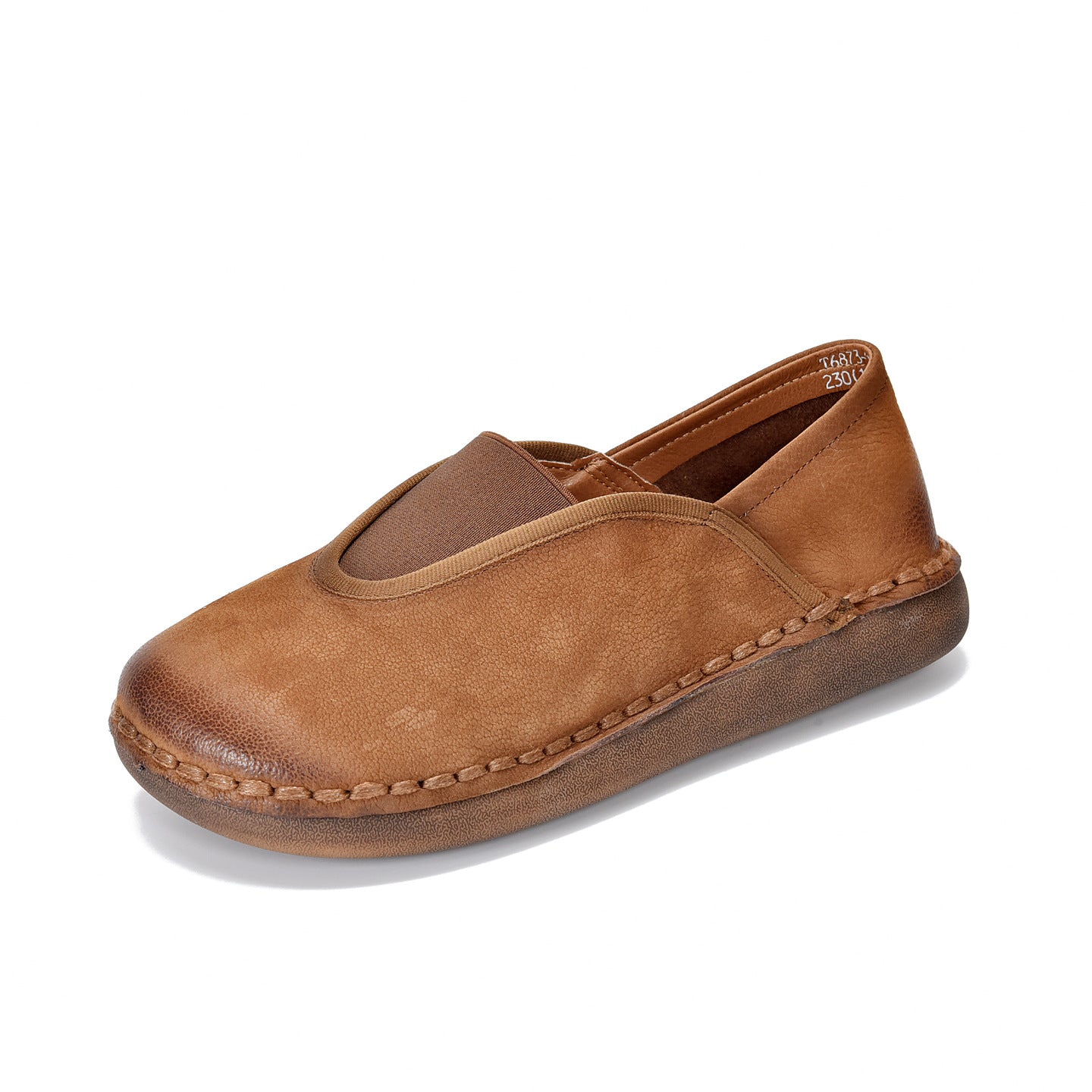Women's First Layer Cowhide Flat Retro Round Head Pumps Comfortable Soft Women's Casual Shoes