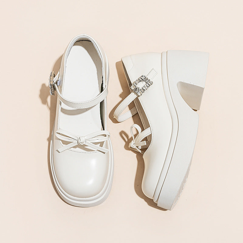 Women's Increasing Insole French Style Chunky Spring Retro British Small Mary Women's Fashion Shoes