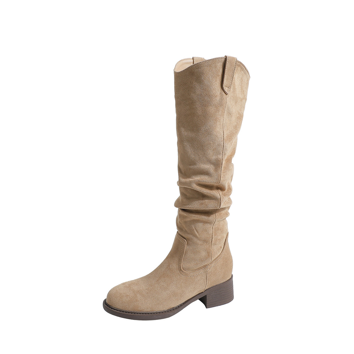 Women's Elevated Small Korean Style Simple Square Toe Temperament Women's Leather Boots