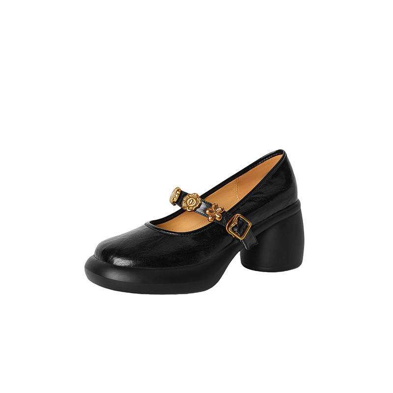 Women's Retro Authentic High Small Chunky Platform Mary Jane Shallow Women's Fashion Shoes