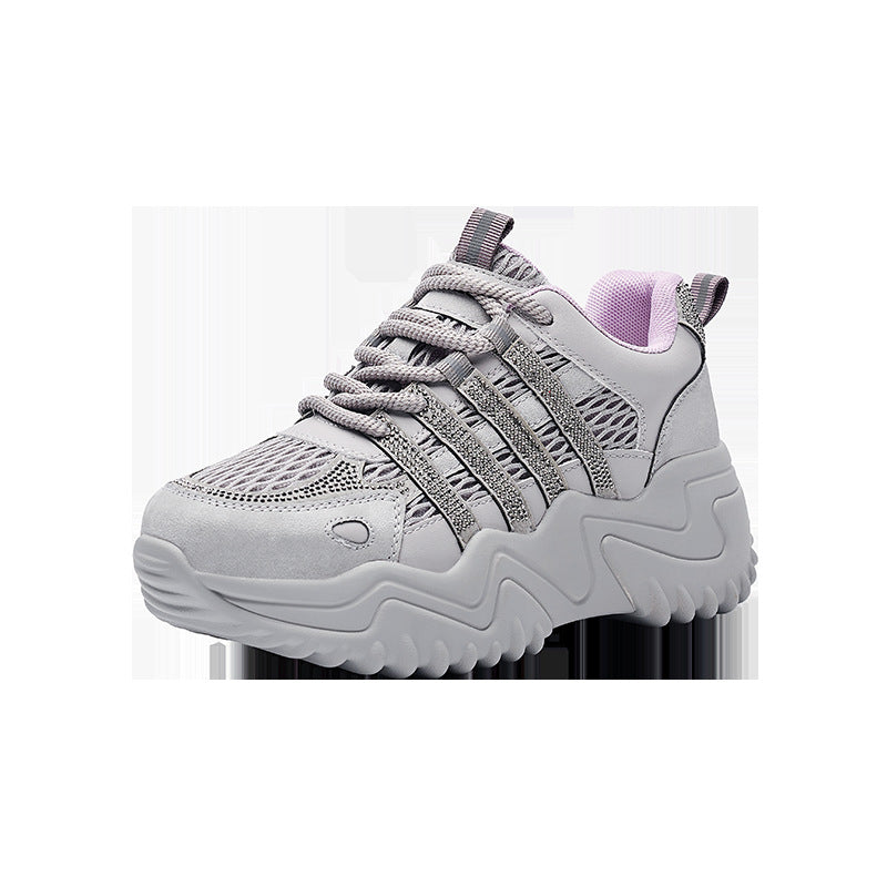 Women's Autumn Mesh Fashion Thick Bottom Increased Sports Casual Shoes