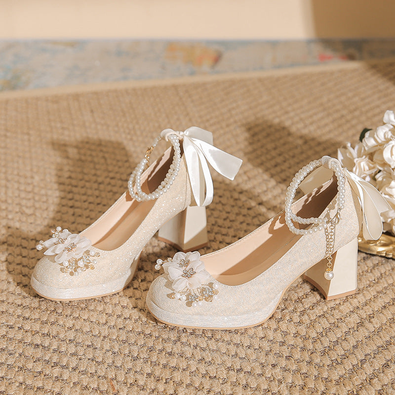 Two-way Princess Fairy Ancient Style Beautiful Flower Bridesmaid Women's Fashion Shoes