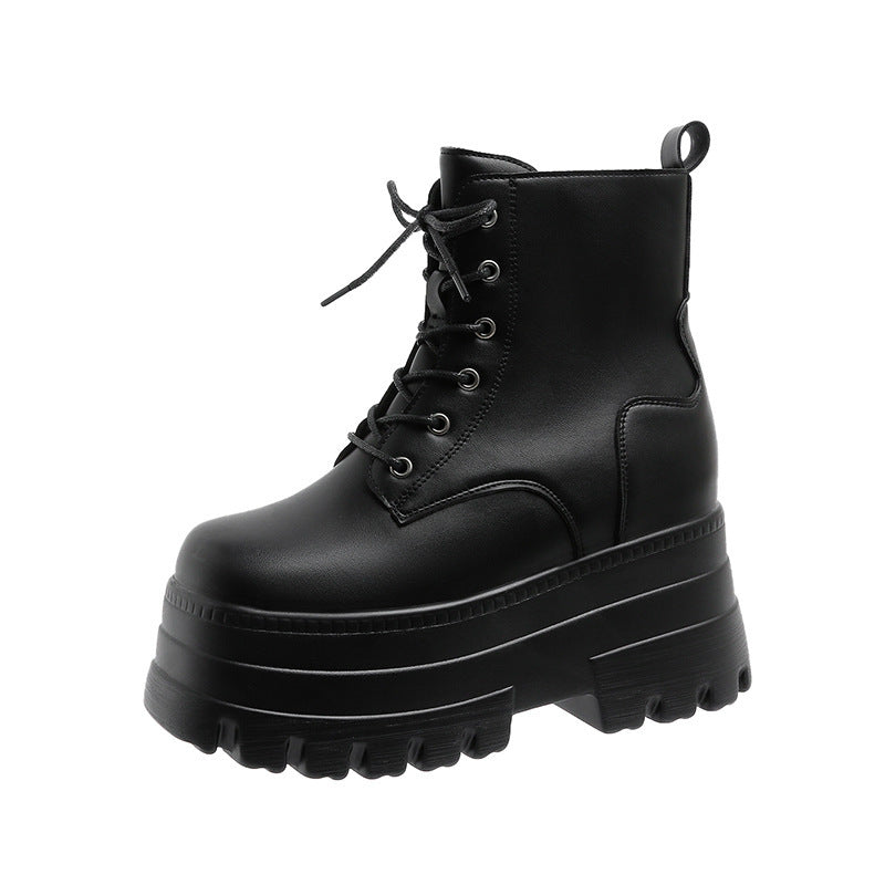 Women's Plus Size Martin Front Platform High-heeled With Short Women's Leather Boots