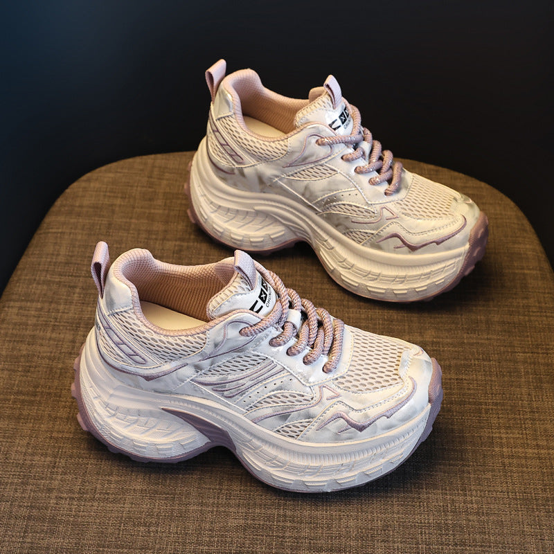 Women's Platform Height Increasing Insole Dad Spring Mesh Sports Casual Shoes