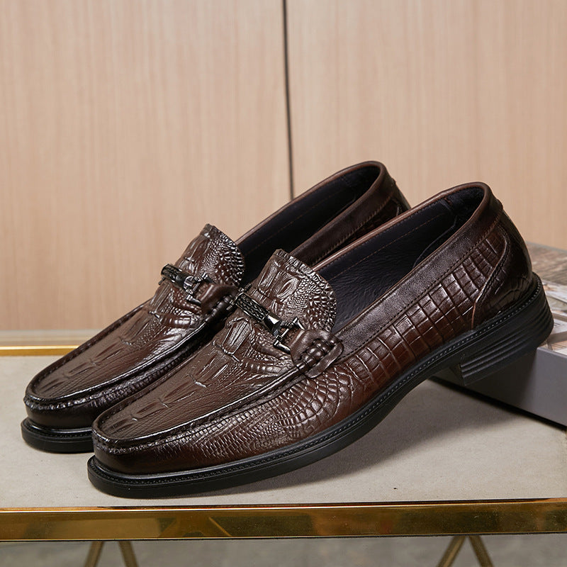 Men's Spring Genuine Low Comfortable Slip-on Crocodile Men's Casual Shoes