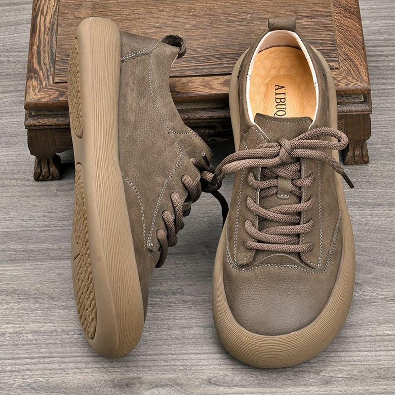 Men's Summer Breathable Retro Matte Top Layer Cowhide Casual Shoes