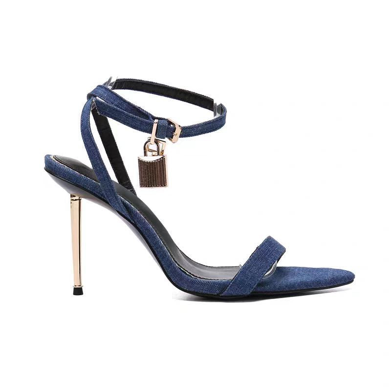 Metal Fastener With Fresh Comfortable Open Toe High Heeled Sandals