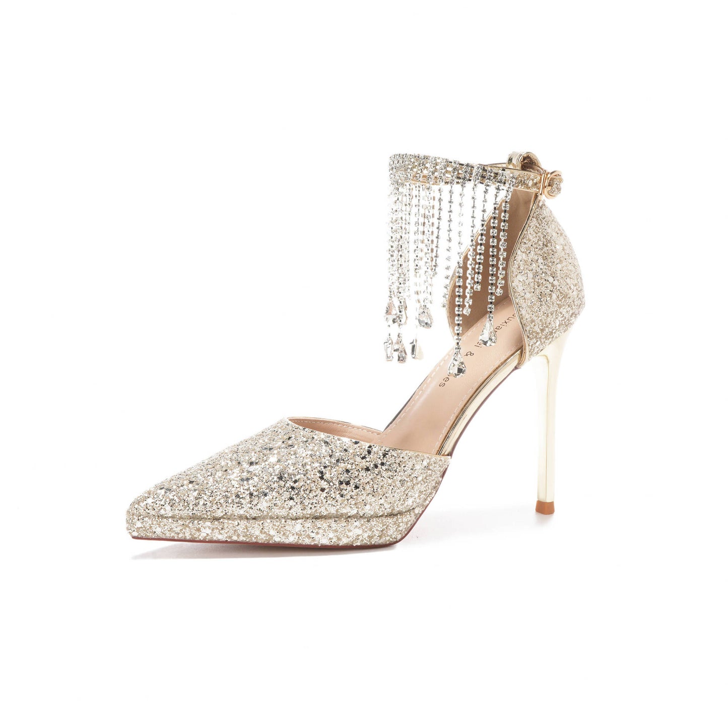Crystal Tassel Rhinestone One-word With Waterproof Platform Women's Fashion Shoes
