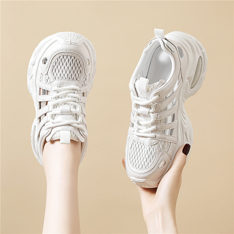 Women's Breathable Hollow Air Cushion Foam Bottom Platform Sports Casual Shoes