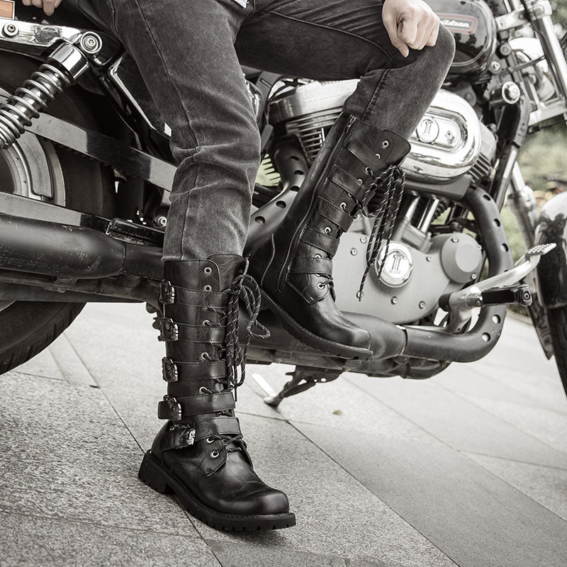 Men's High Leg Military Male Martin Big Men's Leather Boots