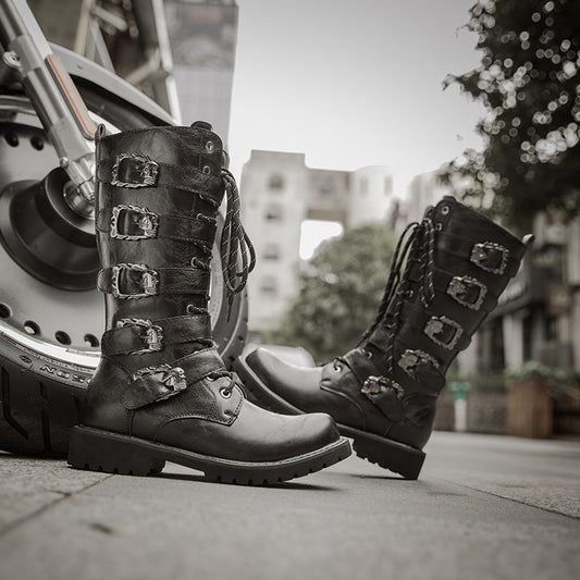 Men's High Leg Military Male Martin Big Men's Leather Boots
