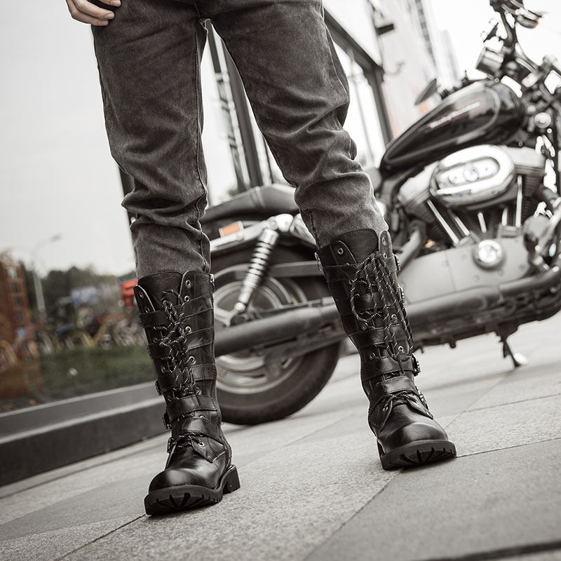 Men's High Leg Military Male Martin Big Men's Leather Boots