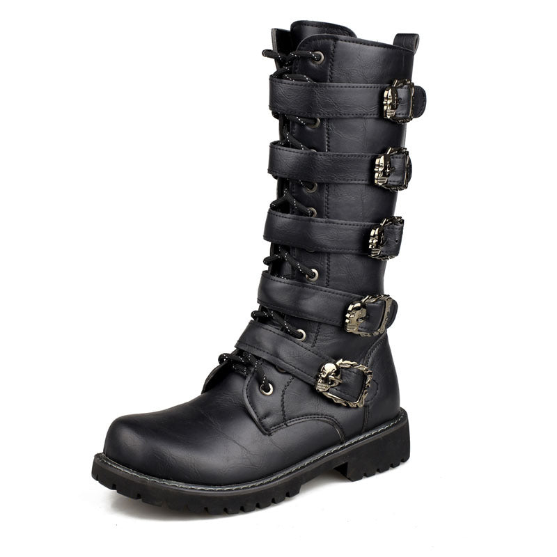 Men's High Leg Military Male Martin Big Men's Leather Boots