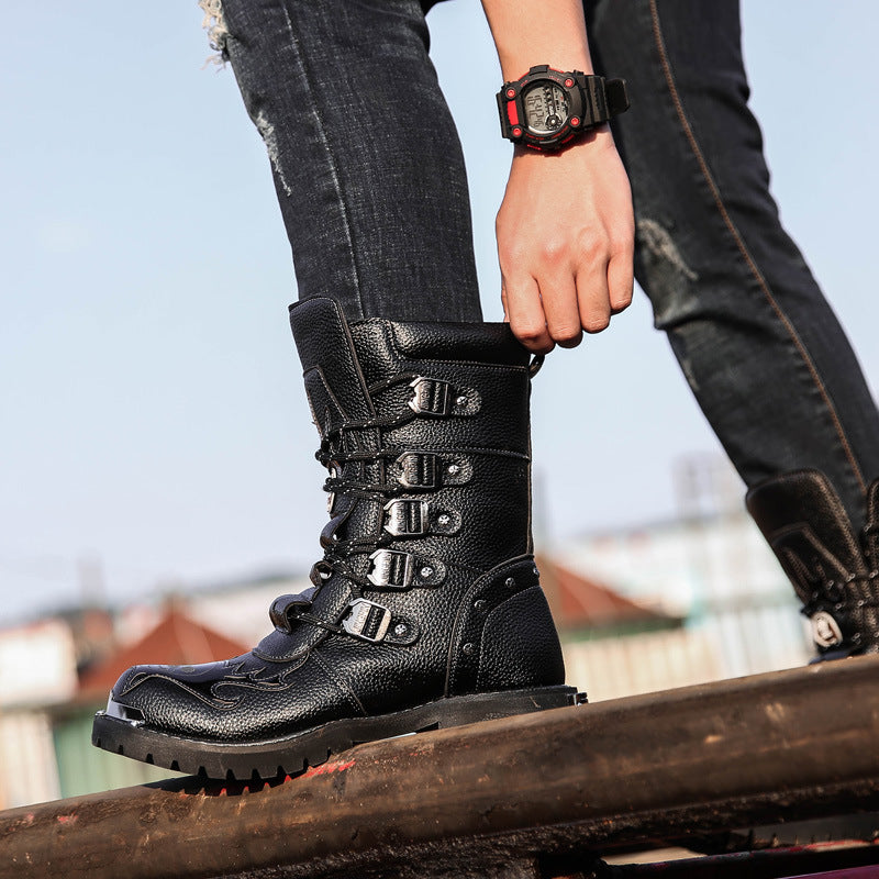 Men's High Leg Combat Large Size Middle Male Martin Boots