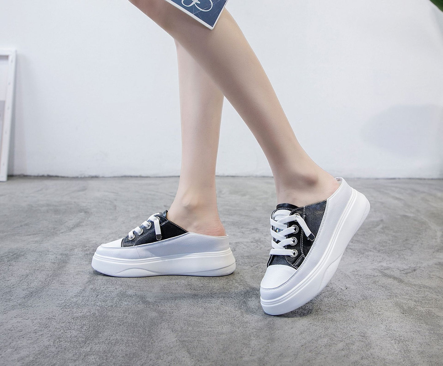 Women's Outer Wear Small Size Lazy Thick Bottom White Women's Casual Shoes