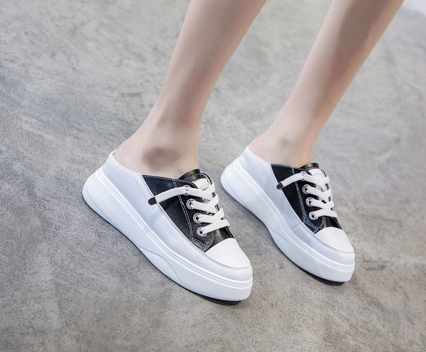 Women's Outer Wear Small Size Lazy Thick Bottom White Women's Casual Shoes