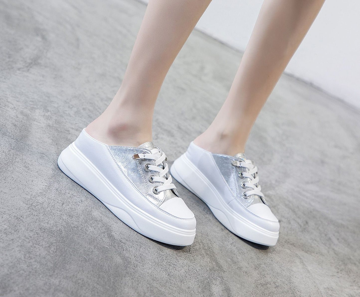 Women's Outer Wear Small Size Lazy Thick Bottom White Women's Casual Shoes