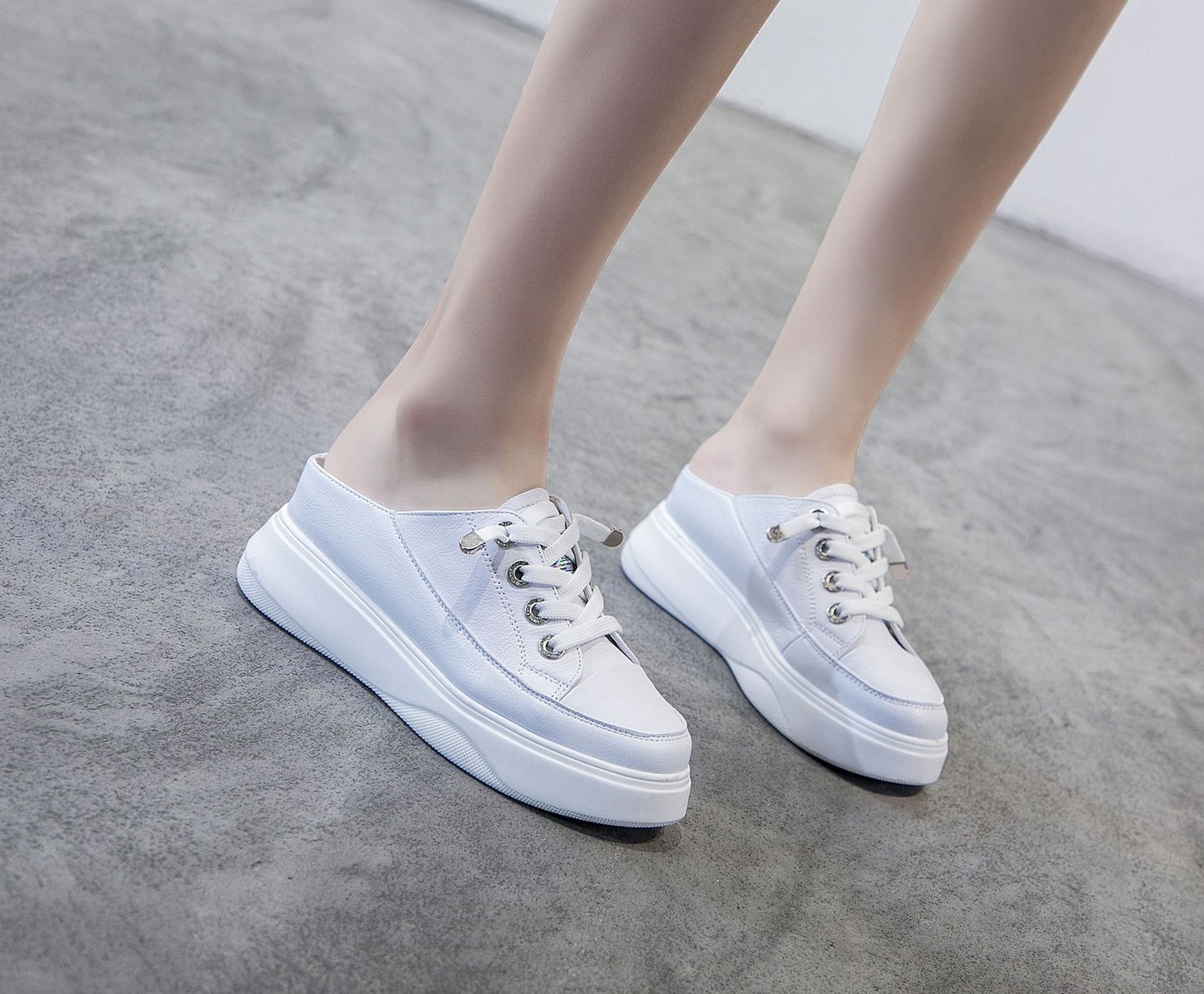 Women's Outer Wear Small Size Lazy Thick Bottom White Women's Casual Shoes