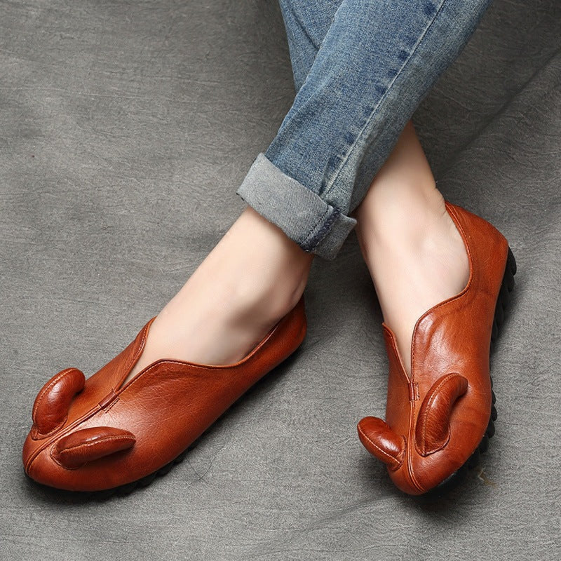 Ethnic Style Mori Soft Bottom Horn Slip-on Low-cut Leisure Women's Casual Shoes