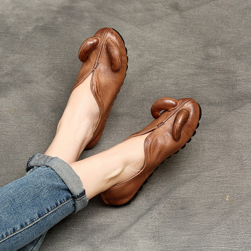 Ethnic Style Mori Soft Bottom Horn Slip-on Low-cut Leisure Women's Casual Shoes