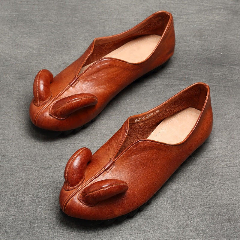 Ethnic Style Mori Soft Bottom Horn Slip-on Low-cut Leisure Women's Casual Shoes