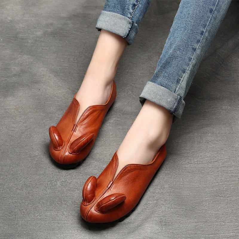Ethnic Style Mori Soft Bottom Horn Slip-on Low-cut Leisure Women's Casual Shoes